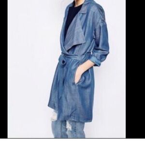 ANTHROPOLOGIE cloth & stone denim chambray duster coat size Small new!